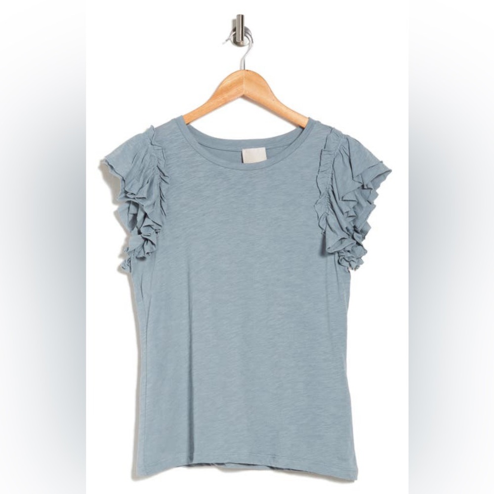 Double Flutter Sleeve Cotton Top